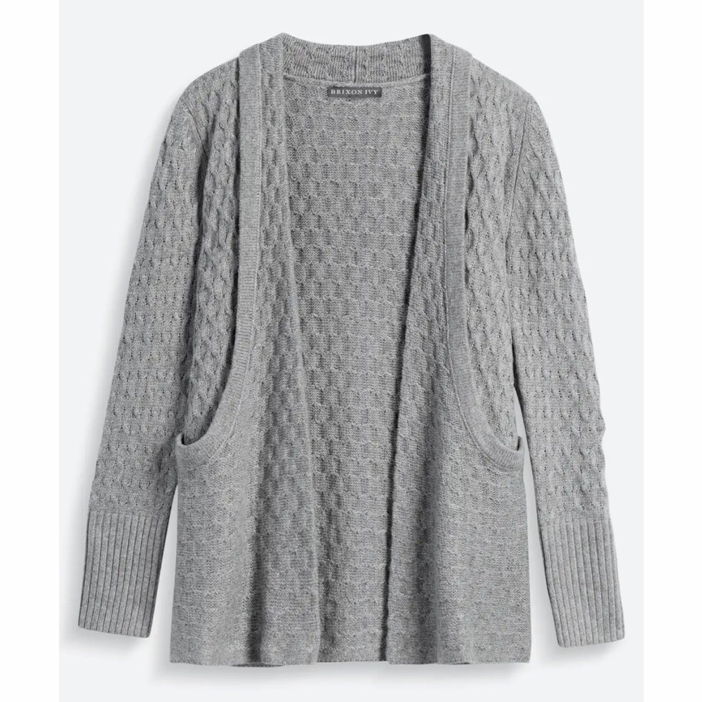 BRIXON IVY gray Lawley Cable Knit Open Cardigan Women's Sweater